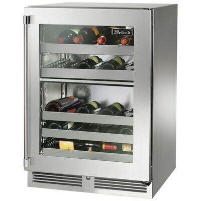 Perlick Signature Series 24 in. Compact Built-In 5.2 cu. ft. Wine Cooler with 32 Bottle Capacity, Dual Temperature Zone & Digital Control - Stainless Steel | HP24DO-4-3R