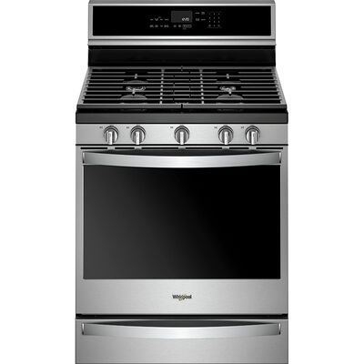 Whirlpool 30 in. 5.8 cu. ft. Smart Convection Oven Freestanding Gas Range with 5 Sealed Burners & Griddle - Fingerprint Resistant Stainless Steel | WFG975H0HZ