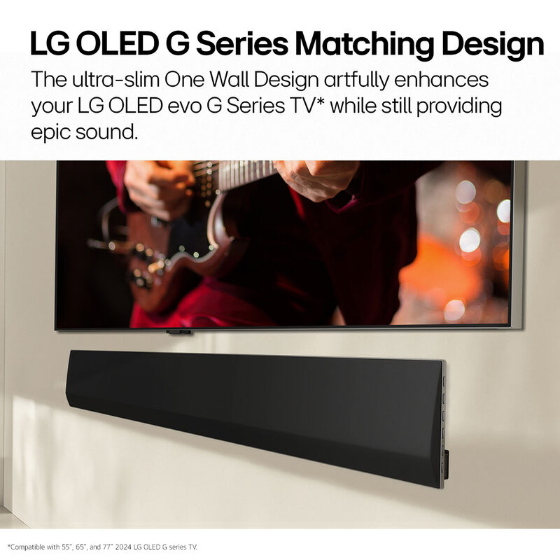 LG 3.1 Channel Dolby Atmos Bluetooth & Wi-Fi Ultra Slim Soundbar with Wireless Subwoofer - Black, , hires
