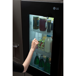 LG 36 in. 27.1 cu. ft. Smart Side-by-Side Refrigerator with External Ice & Water Dispenser- Black Stainless Steel, Black Stainless Steel, hires