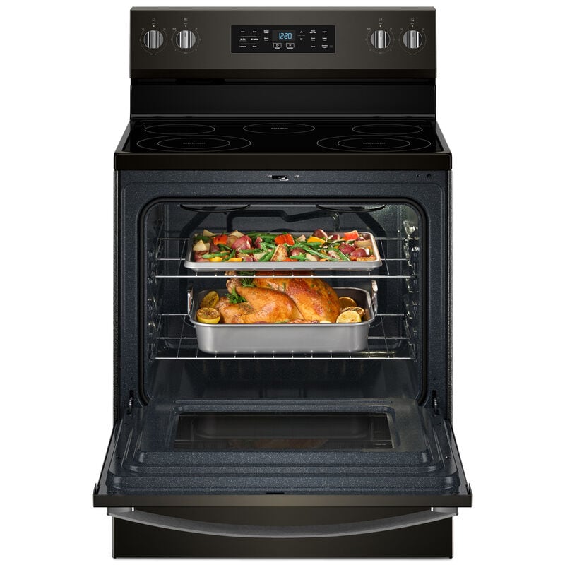 Whirlpool 30 in. 5.3 cu. ft. Air-Fry Standard Convection Electric Range with Radiant Burners - Black Stainless, , hires