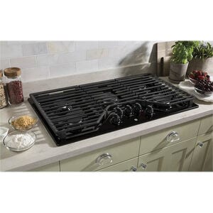 GE 36 in. 5-Burner Natural Gas Cooktop with Simmer Burner & Power Burner - Black, Black, hires