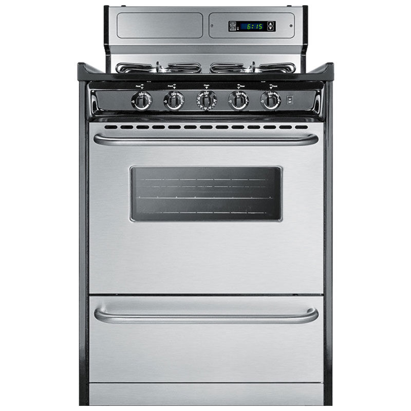 Summit 24 in. 2.9 cu. ft. Oven Freestanding Gas Range with 4 Sealed Burners - Stainless Steel, , hires
