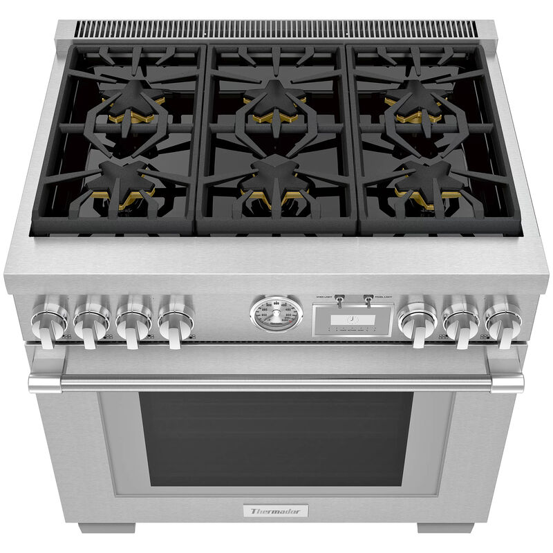 Thermador Pro Grand Professional Series 36 in. 5.7 cu. ft. Smart Convection Oven Freestanding Dual Fuel Range with 6 Sealed Burners - Stainless Steel, , hires