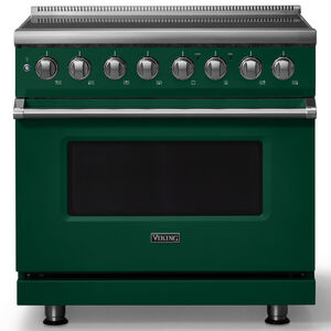 Viking 5 Series 36 in. 5.6 cu. ft. True European Convection Electric Range with 6 Induction Burners - Ivy Green, , hires