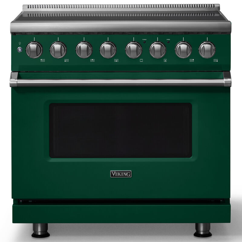 Viking 5 Series 36 in. 5.6 cu. ft. True European Convection Electric Range with 6 Induction Burners - Ivy Green, , hires