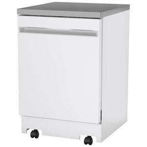 GE 24 in. Top Control Portable Dishwasher with 54 dBa Sound Level & Pocket - White, White, hires