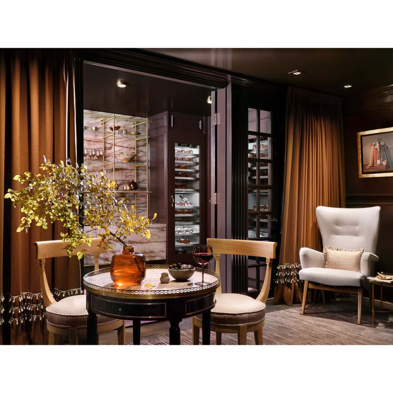 Signature Kitchen Suite Instaview 24 in. Built-in Smart Wine Cooler with Metal & Wood Racks, Multi-Temperature Zones & 113 Bottle Capacity - Custom Panel Ready, , hires