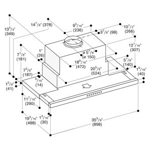 Gaggenau 200 Series 36 in. Convertible Standard Style Range Hood with 370 CFM, 3 Fan Speeds & 2 LED Lights - Stainless Steel, , hires