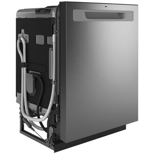 GE 24 in. Top Control Flush-Mount Dishwasher with 45 dBa Sound Level, 3rd-Rack, Dry Boost & Pocket Handle - Fingerprint Resistant Stainless, Fingerprint Resistant Stainless, hires