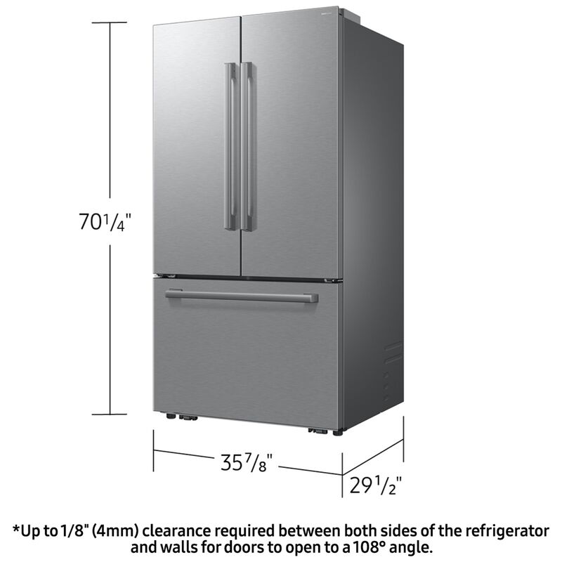 Samsung Bespoke 36 in. 25.0 cu. ft. Smart Counter Depth French Door Refrigerator with Internal Water Dispenser - Fingerprint Resistant Stainless Steel, , hires