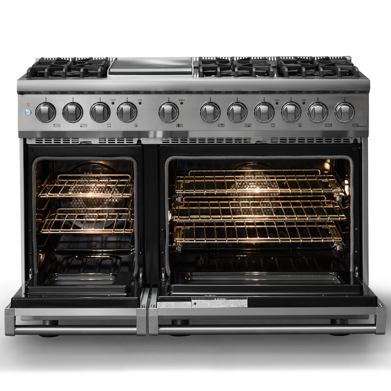 Viking 5 Series 48 in. 7.3 cu. ft. True European Convection Double Oven Dual Fuel Range with 6 Sealed Burners & Griddle - Stainless Steel, , hires