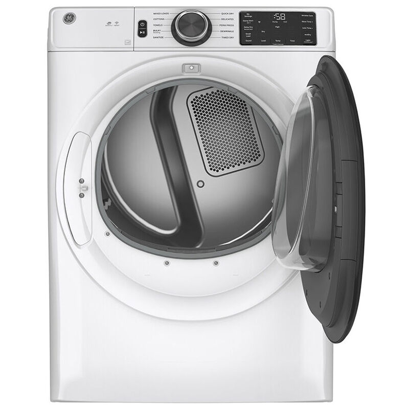 GE 28 in. 7.8 cu. ft. Smart Stackable Gas Dryer with Sanitize Cycle & Sensor Dry - White, White, hires