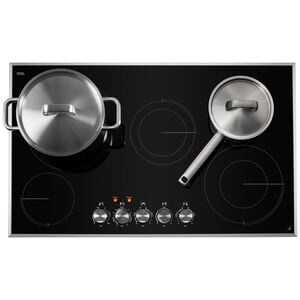 JennAir Lustre Stainless 36 in. 5-Burner Electric Cooktop with Simmer Burner & Power Burner - Stainless Steel, , hires
