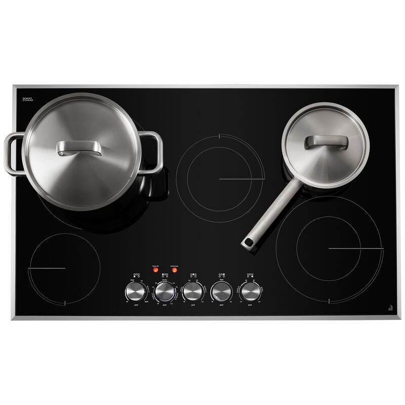 JennAir Lustre Stainless 36 in. 5-Burner Electric Cooktop with Simmer Burner & Power Burner - Stainless Steel, , hires