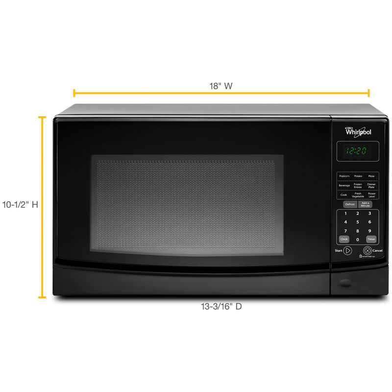 Whirlpool 18 in. 0.7 cu.ft Countertop Microwave with 10 Power Levels - Black, Black, hires