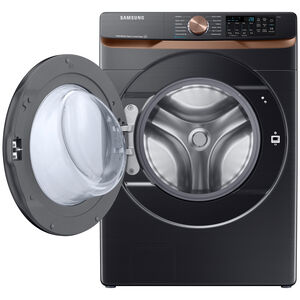 Samsung 27 in. 5.0 cu. ft. Smart Stackable Front Load Washer with Super Speed Wash, Sanitize & Steam Cycle - Brushed Black, Brushed Black, hires