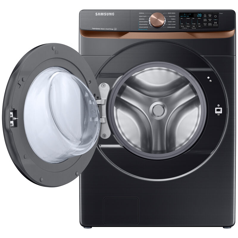 Samsung 27 in. 5.0 cu. ft. Smart Stackable Front Load Washer with Super Speed Wash, Sanitize & Steam Cycle - Brushed Black, Brushed Black, hires