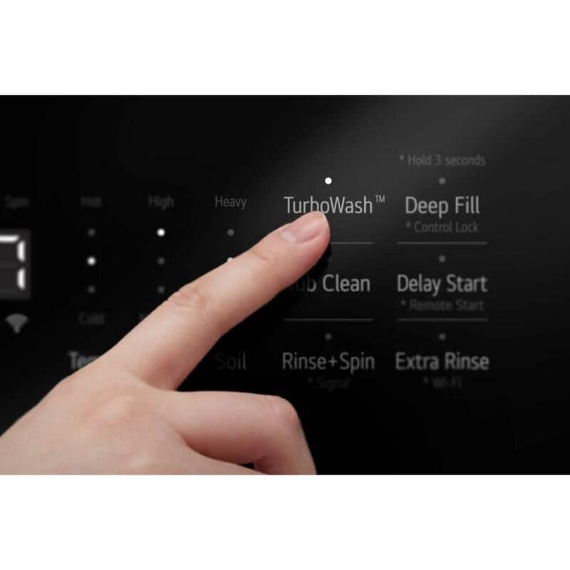 LG 27 in. 4.8 cu. ft. Smart Top Load Washer with 4-Way Agitator, EasyUnload & AI Sensing - Platinum Black, Platinum Black, hires