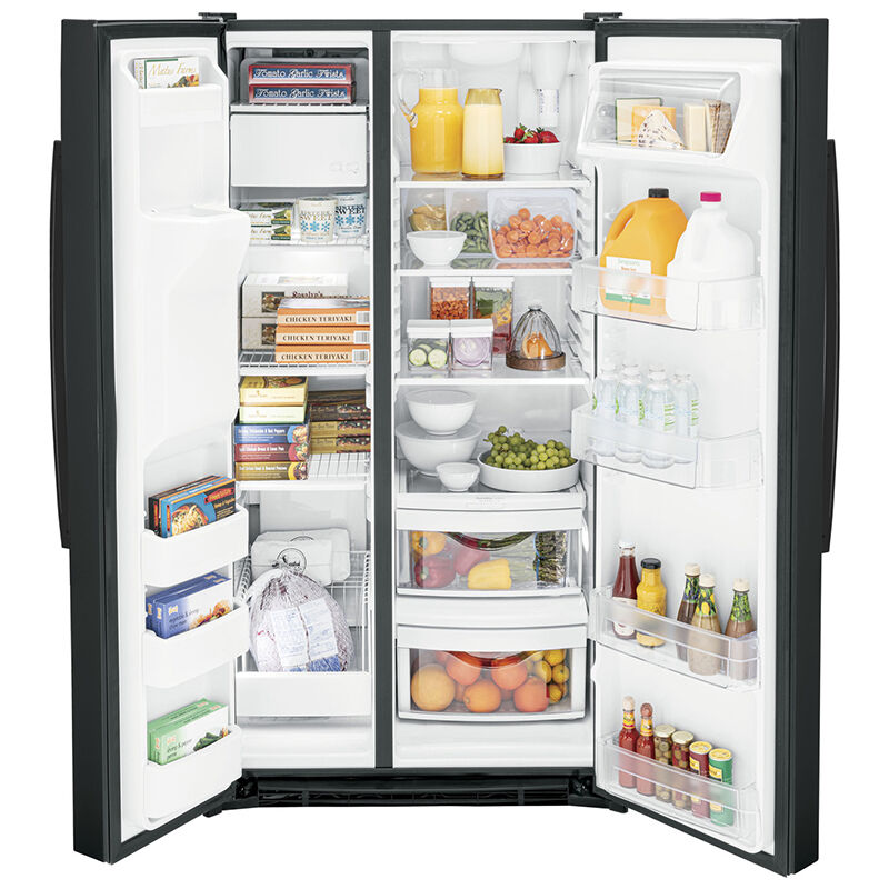 GE 36 in. 25.3 cu. ft. Side-by-Side Refrigerator with External Ice ...