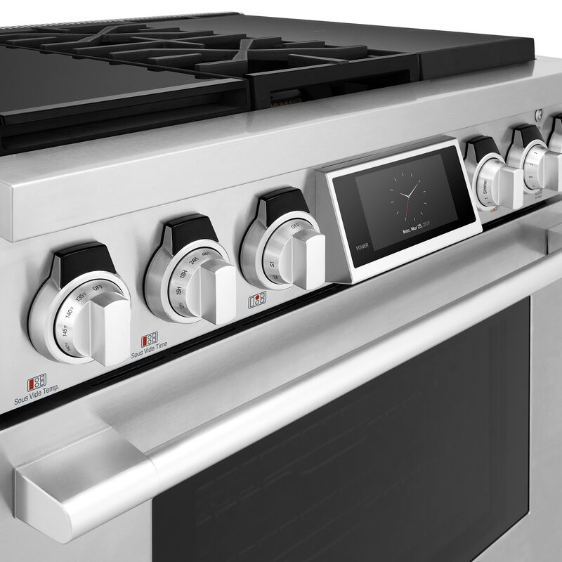Signature Kitchen Suite 36 in. 6.3 cu. ft. Smart Standard Convection Steam Dual Fuel Range with 2 Sealed & 2 Induction Burners - Stainless Steel, , hires