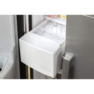 GE 33 in. 23.0 cu. ft. Energy Star Side-by-Side Refrigerator with External Ice & Water Dispenser - Black, Black, hires