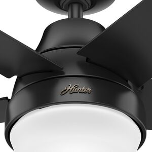Hunter Aerodyne 52 in. WiFi Ceiling Fan with LED Light Kit and Remote - Black, Black, hires