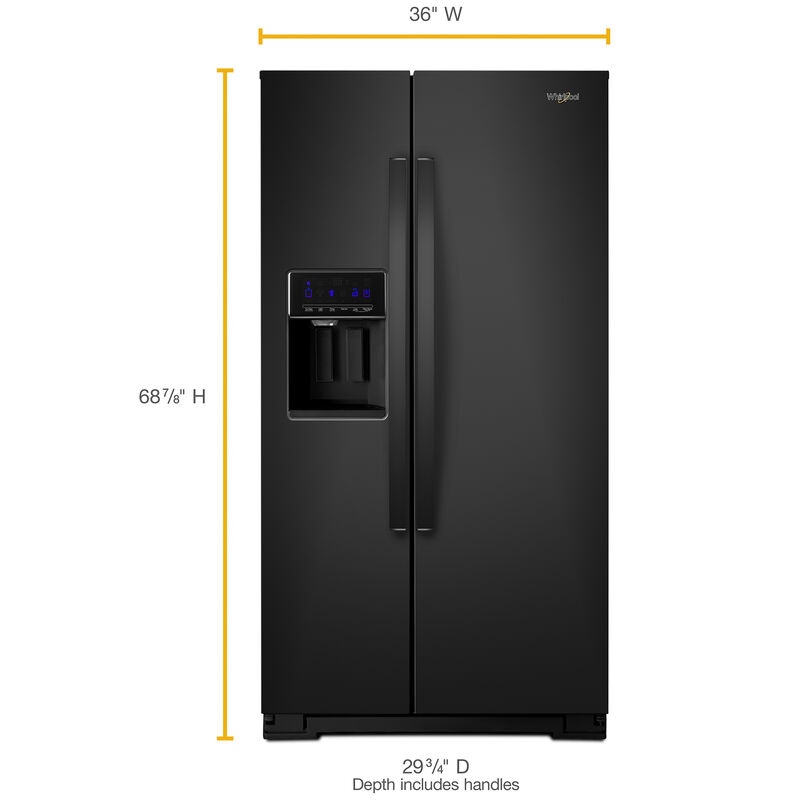 Whirlpool 36 in. 20.6 cu. ft. Counter Depth Side-by-Side Refrigerator with External Ice & Water Dispenser- Black, Black, hires