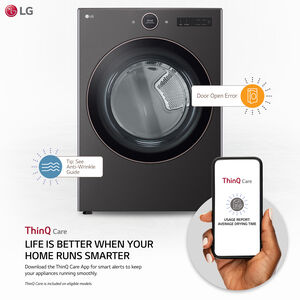 LG 27 in. 7.4 cu. ft. Smart Stackable Gas Dryer with AI Sensor Dry, TurboSteam, Sanitize & Steam Cycle - Black, Black, hires