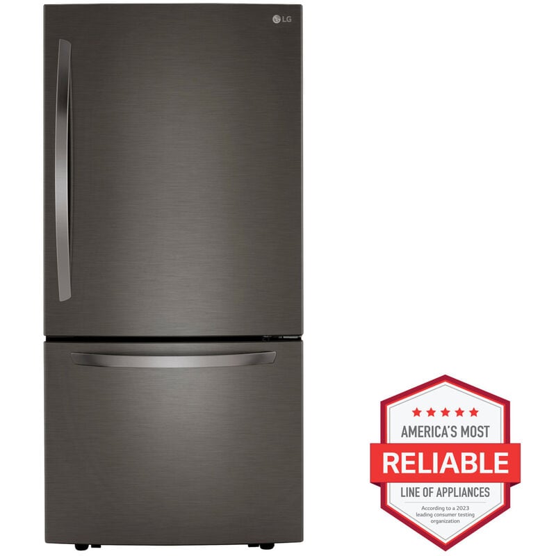 LG 33 in. 25.5 cu. ft. Bottom Freezer Refrigerator with Ice Maker - PrintProof Black Stainless Steel, PrintProof Black Stainless Steel, hires