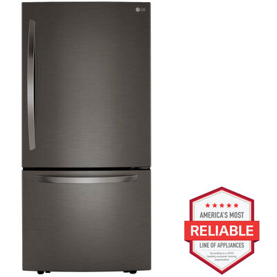 LG 33 in. 25.5 cu. ft. Bottom Freezer Refrigerator - Black Stainless Steel | LRDCS2603D