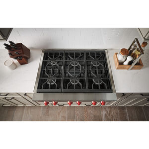 Wolf 36 in. 6-Burner LP Gas Rangetop with Power Burner - Stainless Steel, , hires
