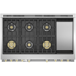 Monogram 48 in. 8.9 cu. ft. Smart Convection Double Oven Freestanding Gas Range with 6 Sealed Burners, Grill & Griddle - Stainless Steel, , hires
