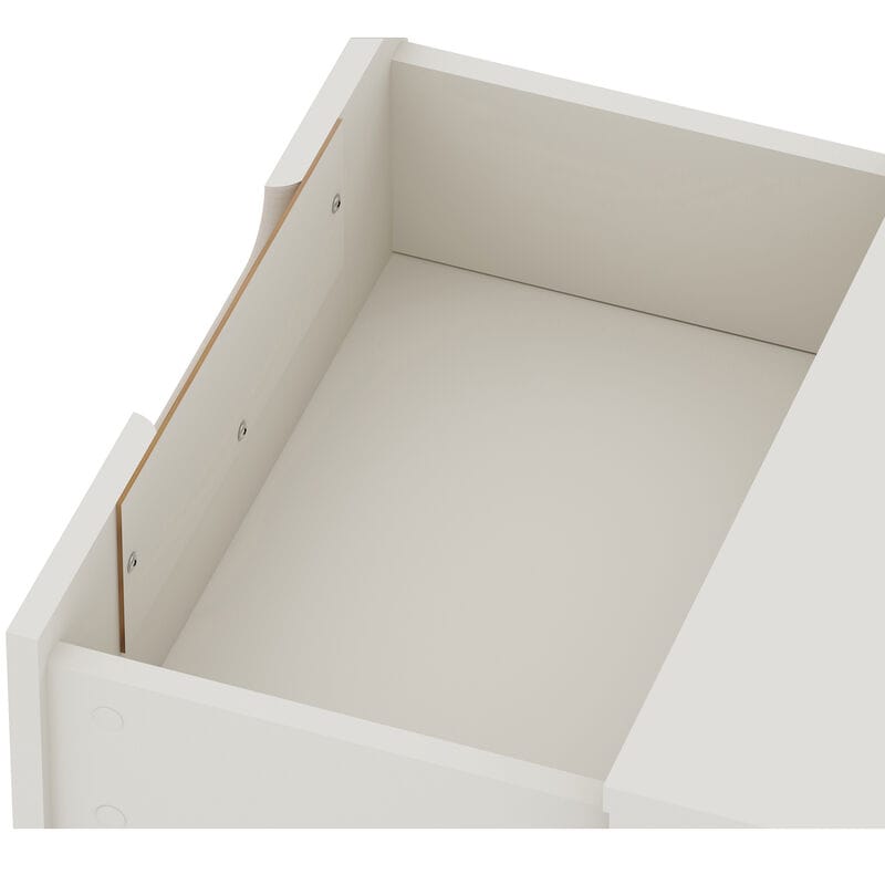 Manhattan Comfort Rockefeller Mid-Century Modern 2-Drawer Nightstand Off White/Natural, White, hires