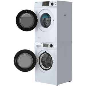 Equator Value 24 in. 2.47 cu. ft. Electric Front Load Laundry Center with Sensor Dry, Pet & Sanitize Cycle - White, , hires