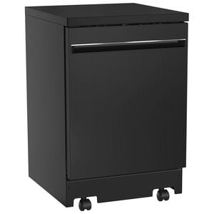 GE 24 in. Portable Dishwasher with Top Control, 54 dBA Sound Level, 12 Place Settings, 3 Wash Cycles & Sanitize Cycle - Black, Black, hires