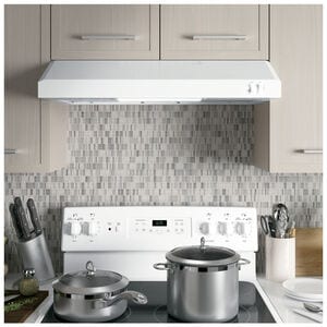 GE 30 in. Convertible Standard Style Range Hood with 200 CFM, 2 Fan Speeds & 1 Incandescent Light - White, , hires