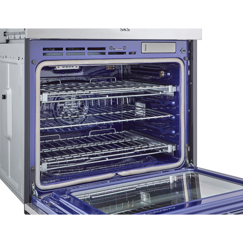 SKS 30 in. 9.4 cu. ft. Smart Top Control SteamElectric Double Wall Oven with True European Convection - Stainless Steel, , hires
