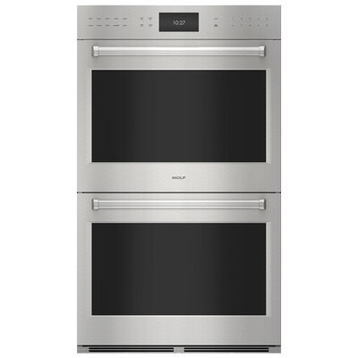 Wolf E Series 30 in. 9.4 cu. ft. Smart Top Control Electric Double Wall Oven with Dual Convection - Stainless Steel | DO3050PE-S-P