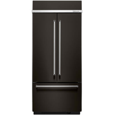 KitchenAid 36 in. Built-In 20.8 cu. ft. French Door Refrigerator - Black Stainless | KBFN506EBS