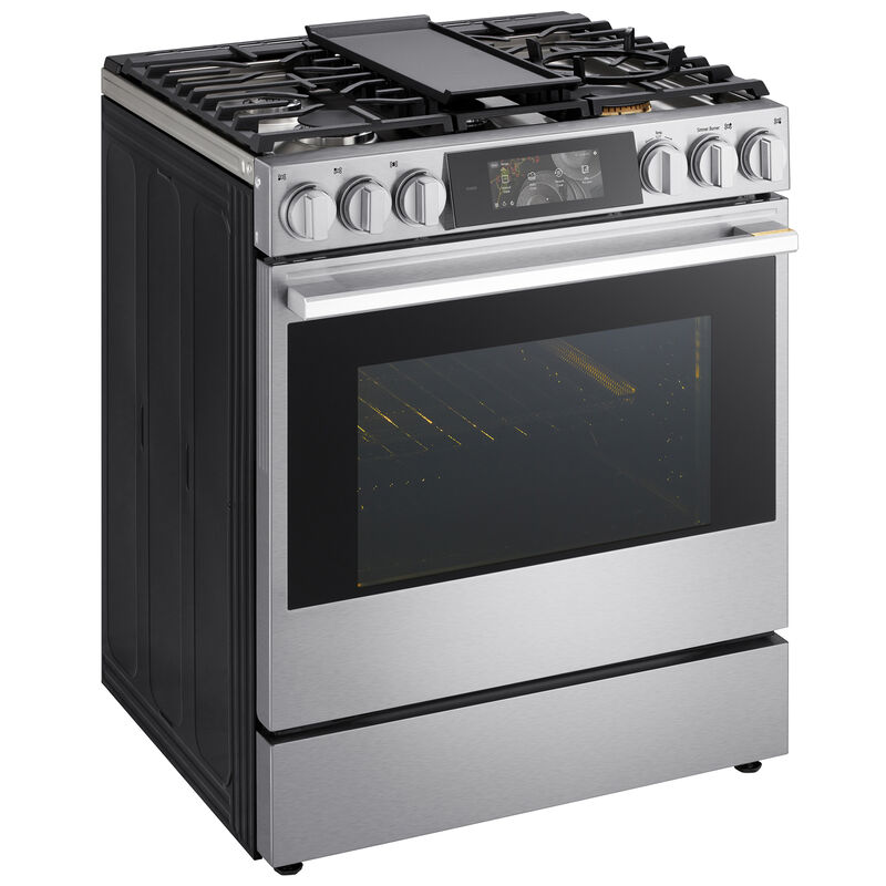 LG Signature 30 in. 6.3 cu. ft. Smart Air-Fry True European Convection Slide-in Gas Range with 5 Sealed Burners & Griddle - PrintProof Stainless Steel, , hires