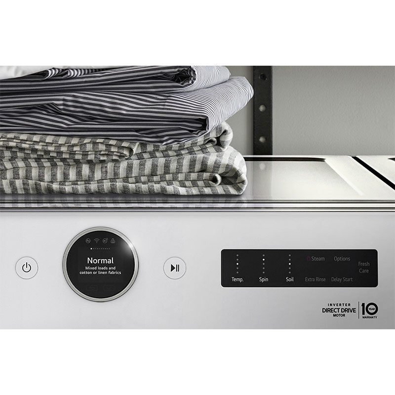 LG 27 in. 4.5 cu. ft. Smart Stackable Front Load Washer with AI DD Built-In Intelligence, TurboWash 360 Technology, Allergiene, Sanitize & Steam Wash Cycle - White, , hires