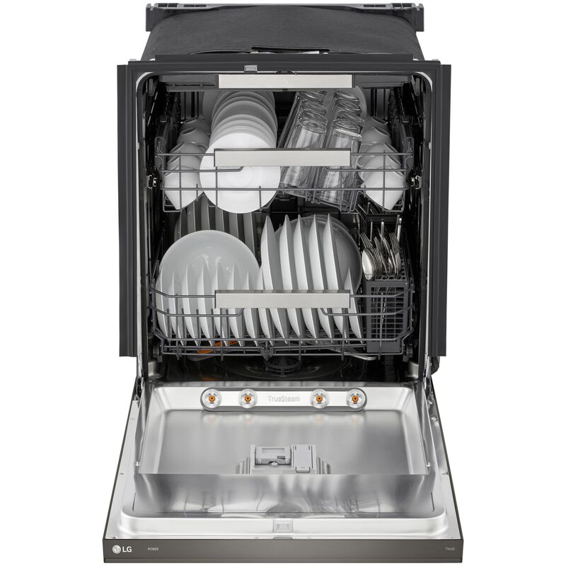 LG 24 in. Top Control Flush-Mount Smart Dishwasher with 42 dBA Sound level, 3rd-Rack, Dynamic Heat Dry with AutoVent Dry & Pocket Handle - Black Stainless Steel, , hires