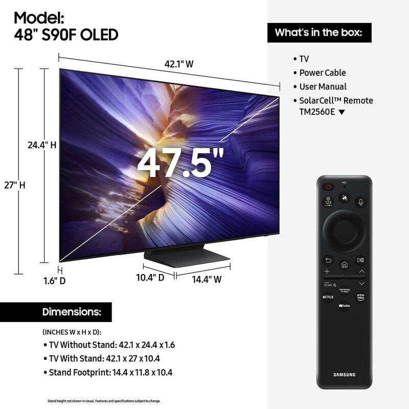 Samsung - 48" Class S90F OLED 4K UHD Samsung Vision AI Smart TV, , hires