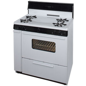 Premier 36 in. 3.9 cu. ft. Oven Freestanding Gas Range with 4 Open Burners - White, White, hires