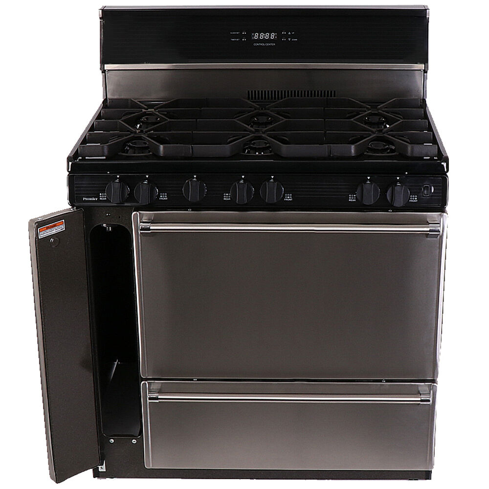 Premier Pro Series 36 in. 3.9 cu. ft. Oven Freestanding Gas Range with 6 Open Burners Griddle Stainless Steel