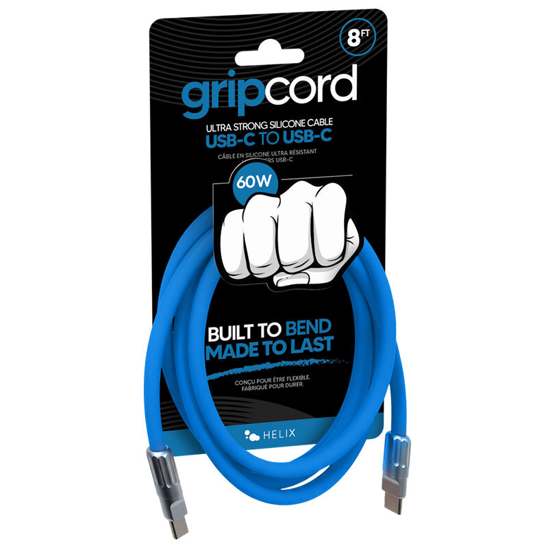 Emerge Technologies Gripcord 8ft Silicone USB-C Cable - Blue, Blue, hires