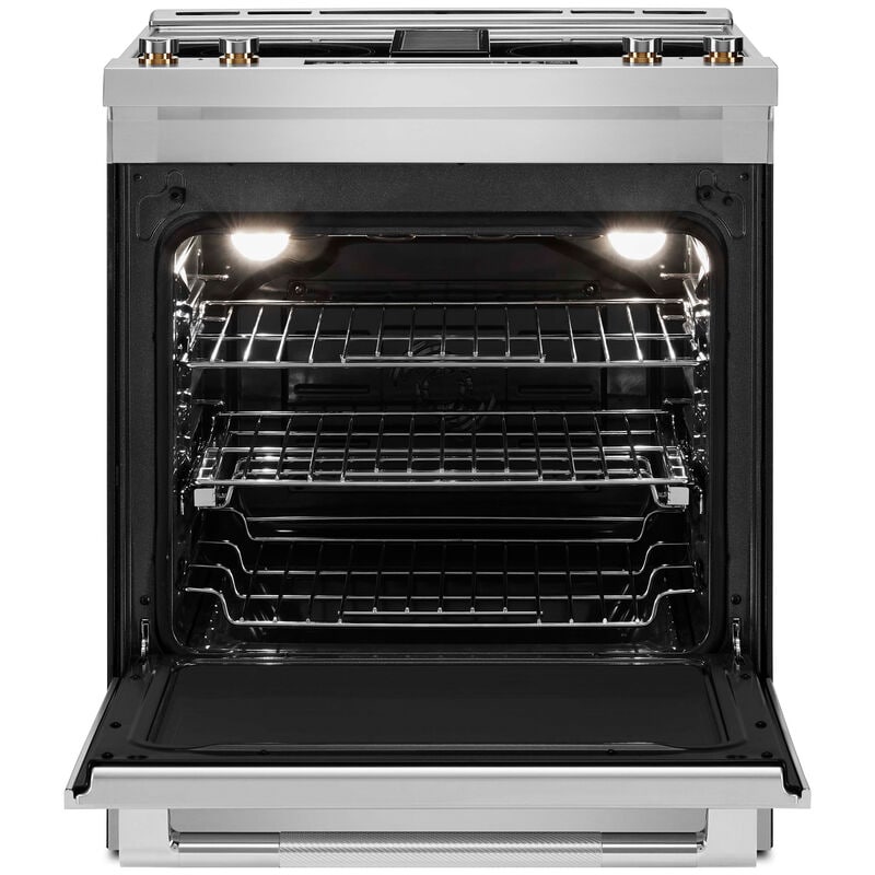 JennAir 30 in. 6.2 cu. ft. Air Fry True European Convection Slide-In Electric Range with Radiant Burners - Stainless Steel, , hires