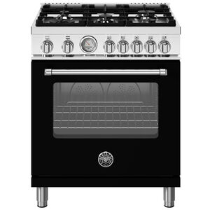 Bertazzoni Master Series 30 in. 4.7 cu. ft. Convection Oven Freestanding Natural Gas Range with 5 Sealed Burners - Matte Black, Matte Black, hires