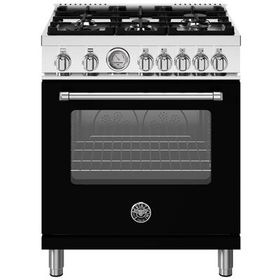 Bertazzoni Master Series 30 in. 4.7 cu. ft. Convection Oven Freestanding Natural Gas Range with 5 Sealed Burners - Matte Black | MAS305GASNEV